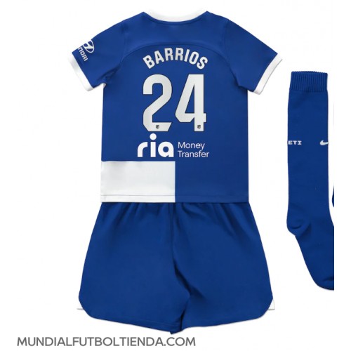 Camiseta Atletico Madrid Pablo Barrios #24 Segunda Equipación Replica 2023-24 para niños mangas cortas (+ Pantalones cortos)